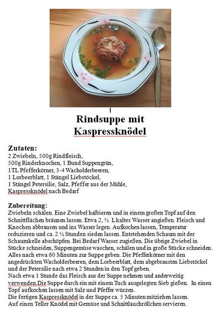 Rezept Kaspressknödel | Rindsuppe